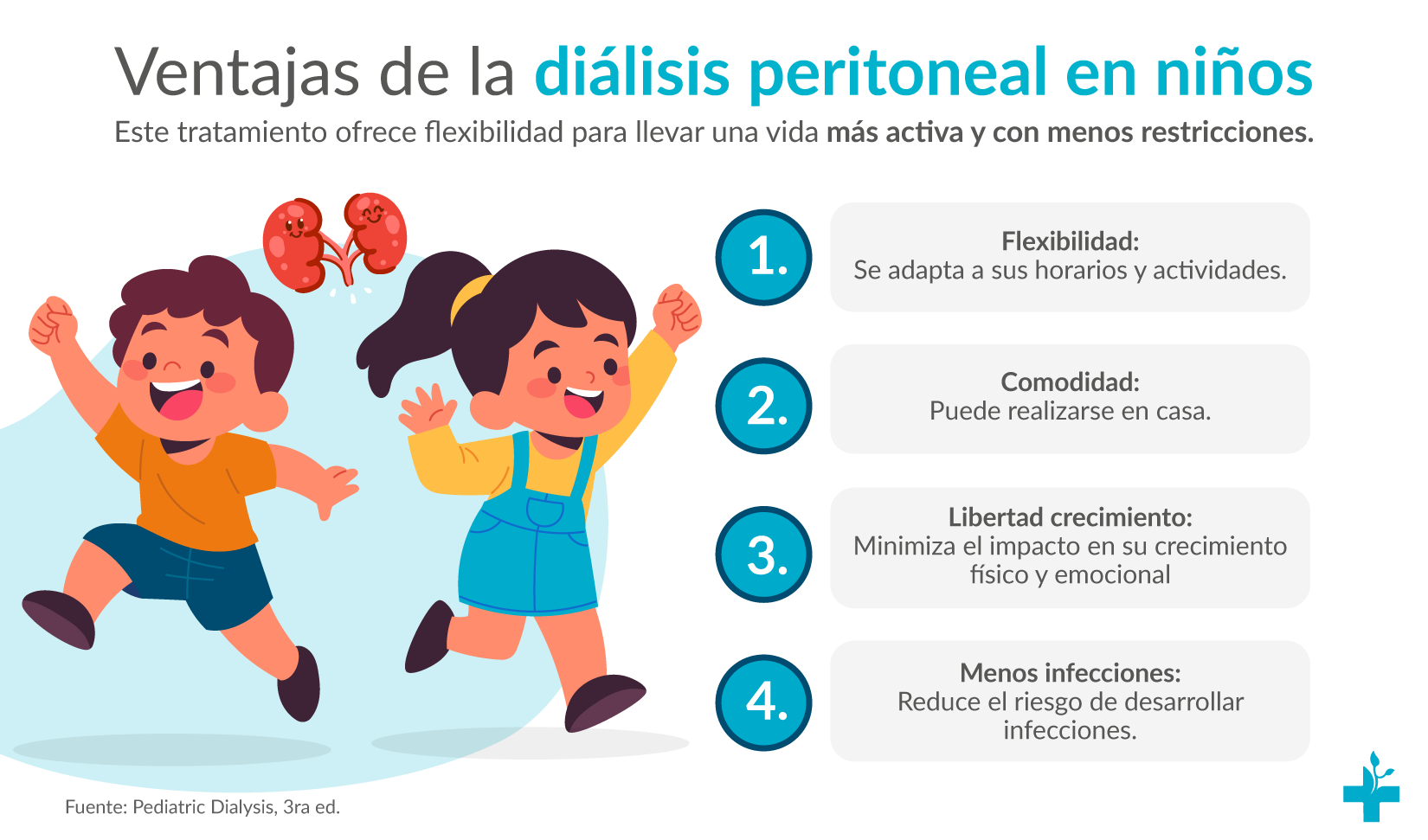Ventaja de la diálisis peritoneal en niños